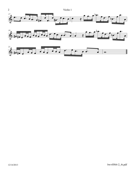 Bach Adagio In A Minor Bwv 564 Arr For String Quartet Page 2