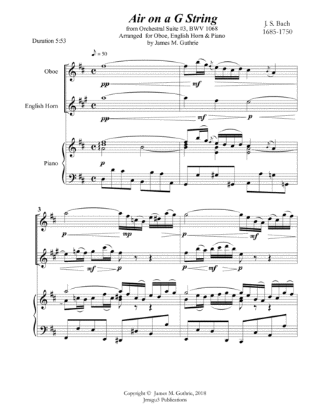 Bach Air On A G String For Oboe English Horn Piano Page 2