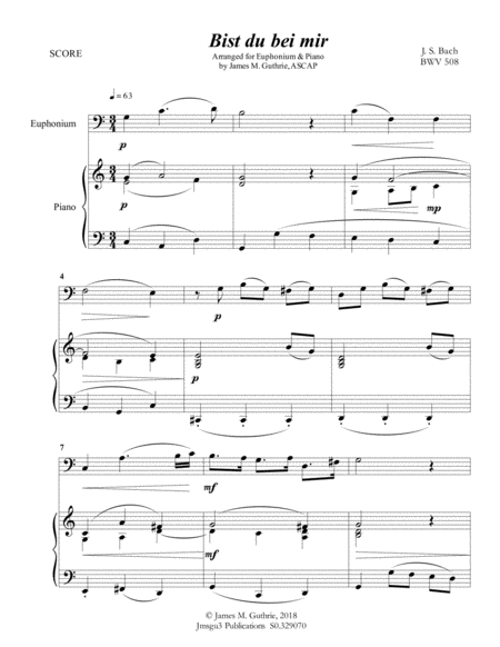 Bach Bist Du Bei Mir Bwv 508 For Euphonium Piano Page 2