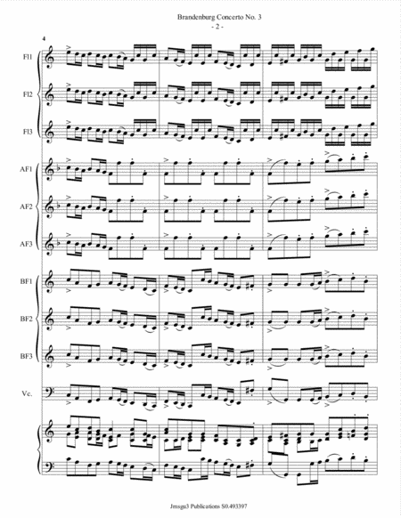 Bach Brandenburg Concerto No 3 For Flute Choir Page 2