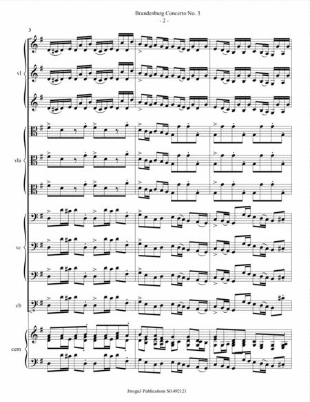 Bach Brandenburg Concerto No 3 For Strings Page 2