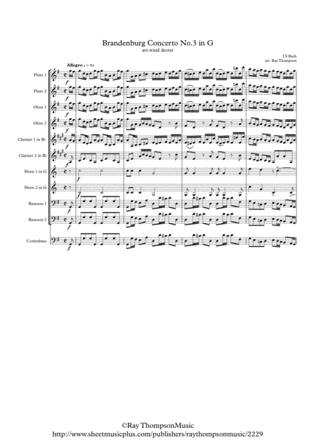 Bach Brandenburg Concerto No 3 In G Bwv 1048 Mvt 1 Wind Dectet And Opt Contrebass Page 2