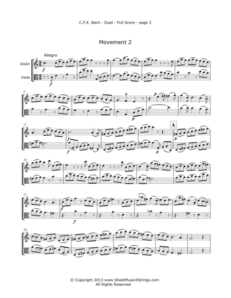 Bach C P E Duet For Violin And Viola Page 2