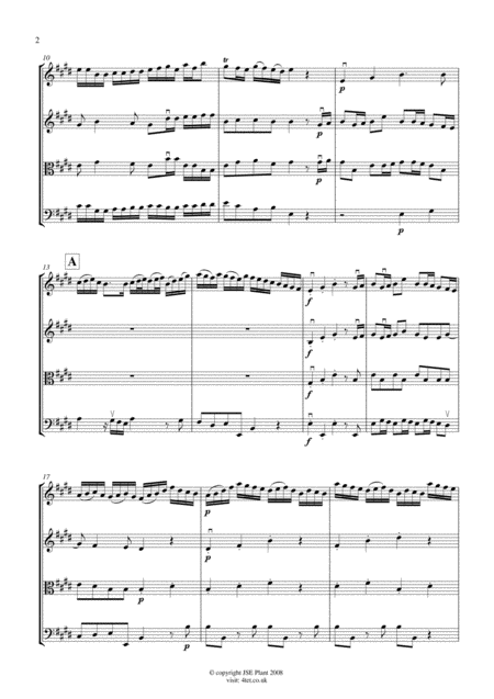 Bach Concerto For Violin In E Major Mov 1 For String Quartet Score And Parts Page 2