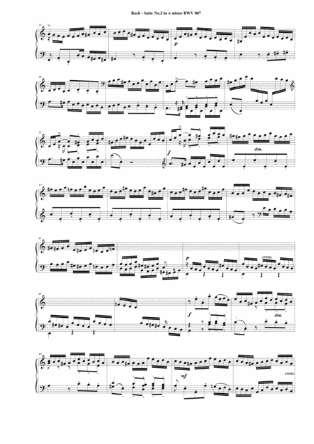 Bach English Suite No 2 In A Minor Bwv 807 For Harpsichord Or Piano Page 2