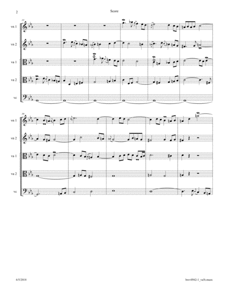 Bach Fantasia In C Bwv 562 Arranged For 2 Violas String Quintet Page 2