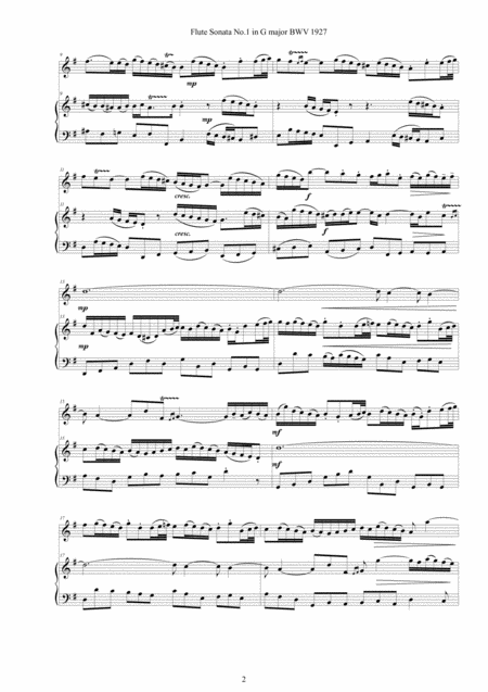 Bach Flute Sonata No 1 In G Major Bwv 1027 For Flute And Harpsichord Or Piano Page 2