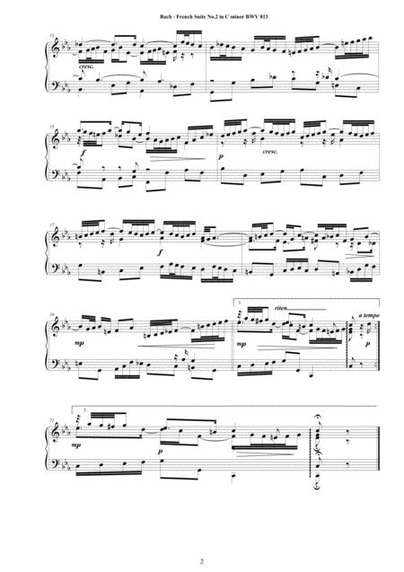 Bach French Suite No 2 In C Minor Bwv 813 For Piano Page 2