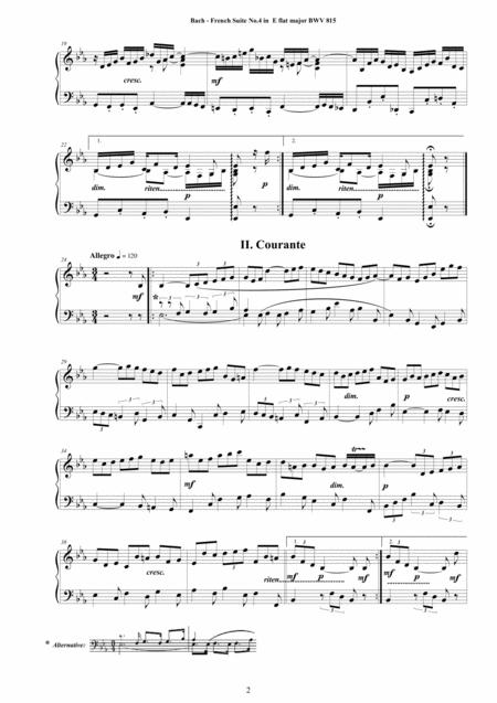 Bach French Suite No 4 In E Flat Bwv 815 For Piano Page 2