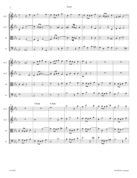 Bach Fugue From The Well Tempered Clavier Bwv 876 Arr For String Quartet Page 2