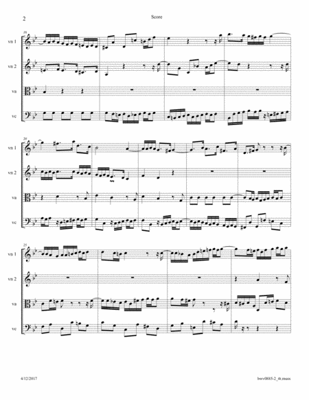 Bach Fugue From The Well Tempered Clavier Bwv 885 Arr For String Quartet Page 2