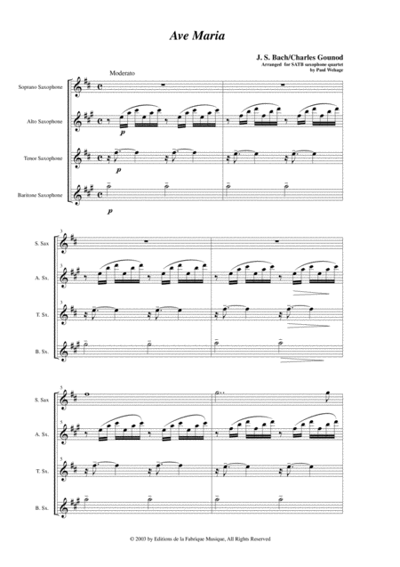 Bach Gounod Ave Maria Arranged For Satb Saxophone Quartet By Paul Wehage Page 2