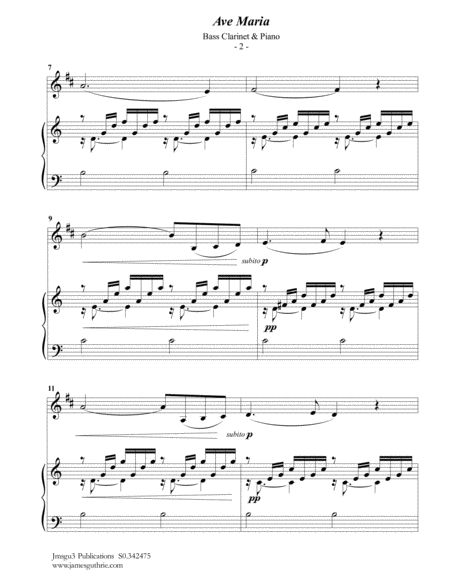 Bach Gounod Ave Maria For Bass Clarinet Piano Page 2