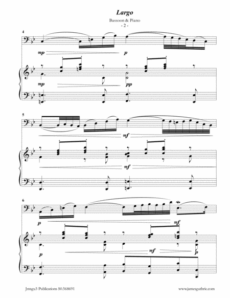 Bach Largo From Concerto Bwv 1056 For Bassoon Piano Page 2