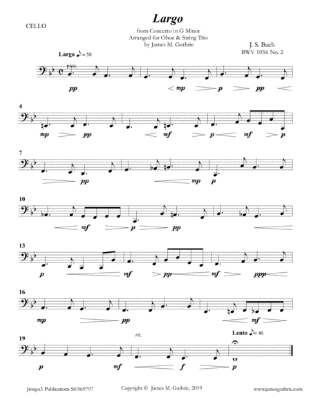 Bach Largo From Concerto Bwv 1056 For Oboe String Trio Page 2