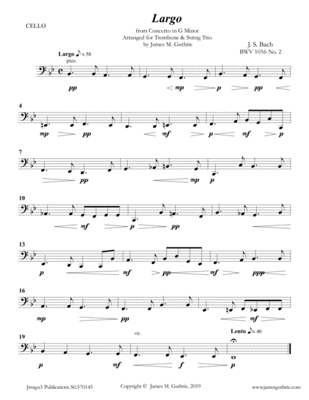 Bach Largo From Concerto Bwv 1056 For Trombone String Trio Page 2