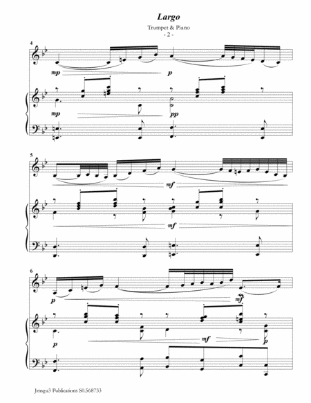 Bach Largo From Concerto Bwv 1056 For Trumpet Piano Page 2