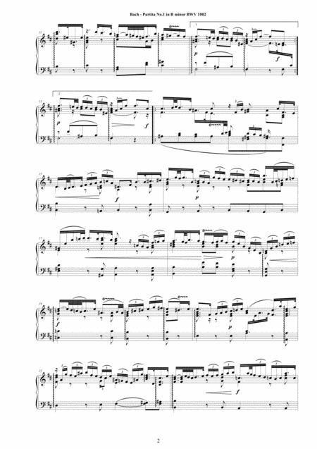 Bach Partita No 1 In B Minor Bwv 1002 For Harpsichord Or Piano Page 2