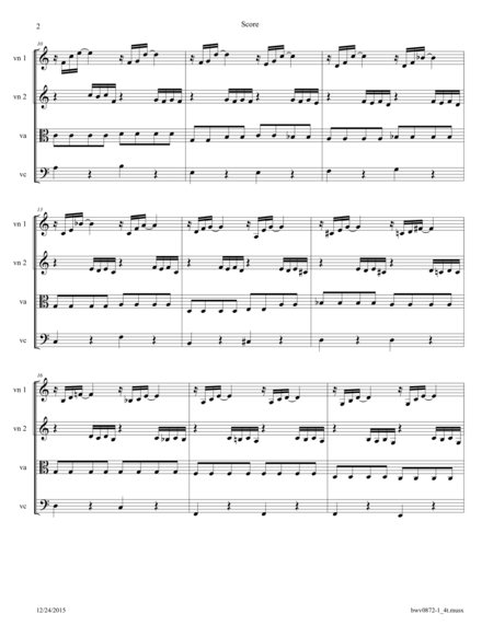 Bach Prelude Bwv 872 Arranged For String Quartet Page 2