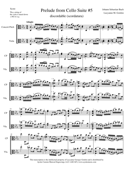 Bach Prelude From Cello Suite No 5 For Viola Scordatura Page 2