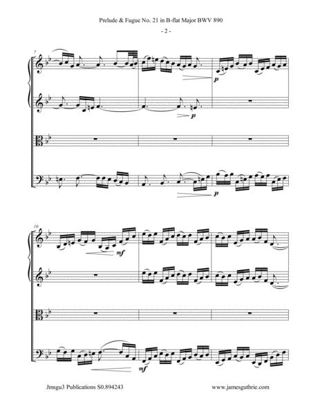 Bach Prelude Fugue No 21 In B Flat Major Bwv 890 For String Quartet Page 2