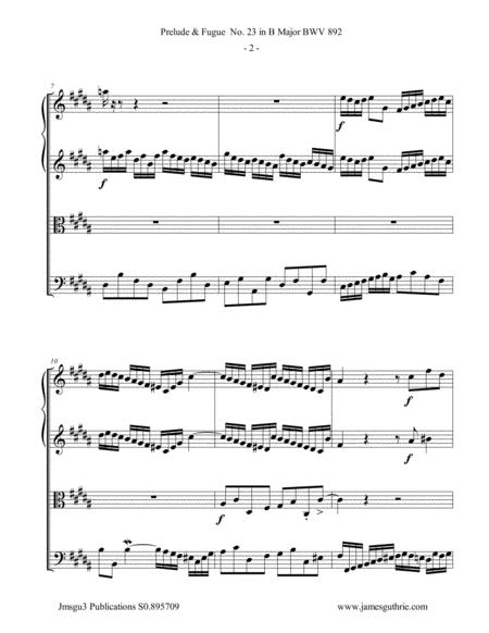 Bach Prelude Fugue No 23 In B Major Bwv 892 For String Quartet Page 2