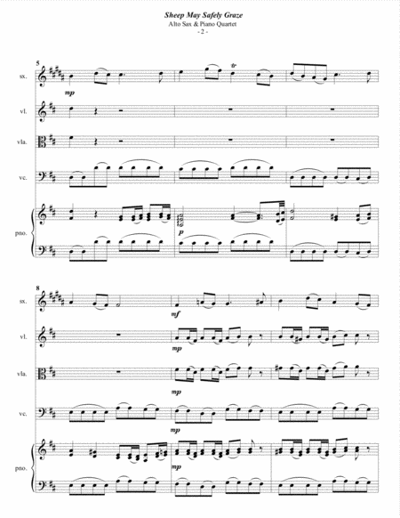 Bach Sheep May Safely Graze For Alto Sax Piano Quartet Page 2