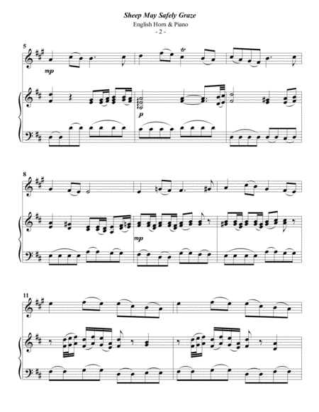 Bach Sheep May Safely Graze For English Horn Piano Page 2