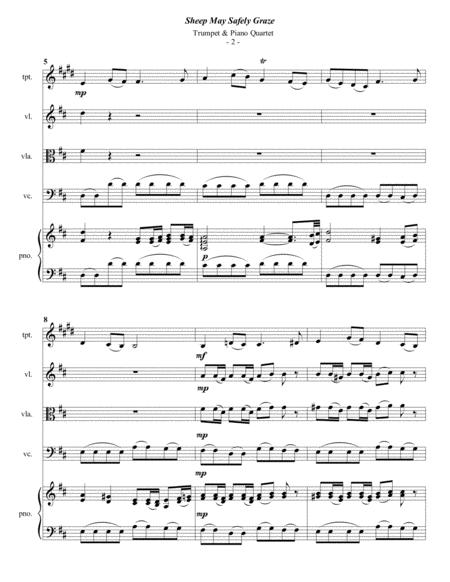 Bach Sheep May Safely Graze For Trumpet Piano Quartet Page 2