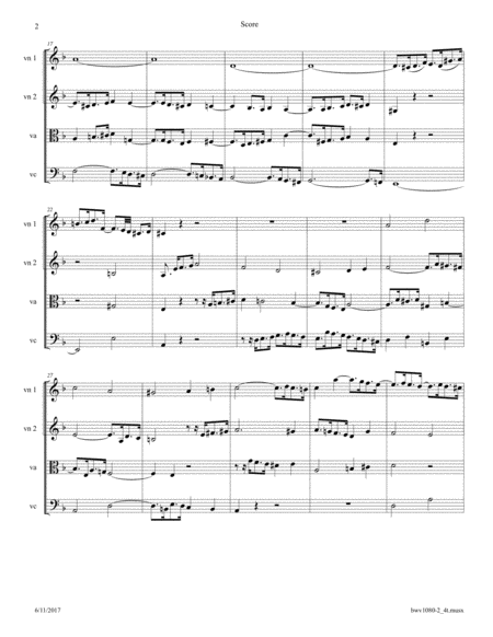 Bach The Art Of Fugue Bwv 1080 Fugue No 2 Arr For String Quartet Page 2