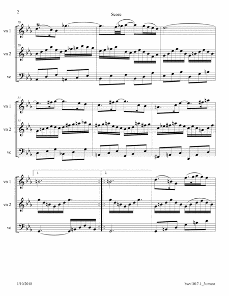 Bach Violin And Piano Sonata Bwv 1017 First Movement Siciliano Arr For 2 Violins And Cello Page 2