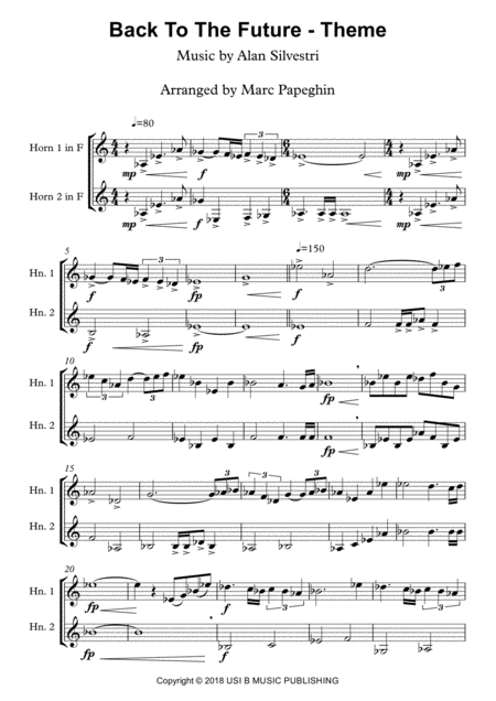 Back To The Future French Horn Duet Intermediate Level Page 2