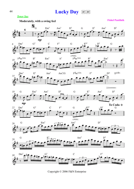 Background For Lucky Day For Tenor Sax Page 2