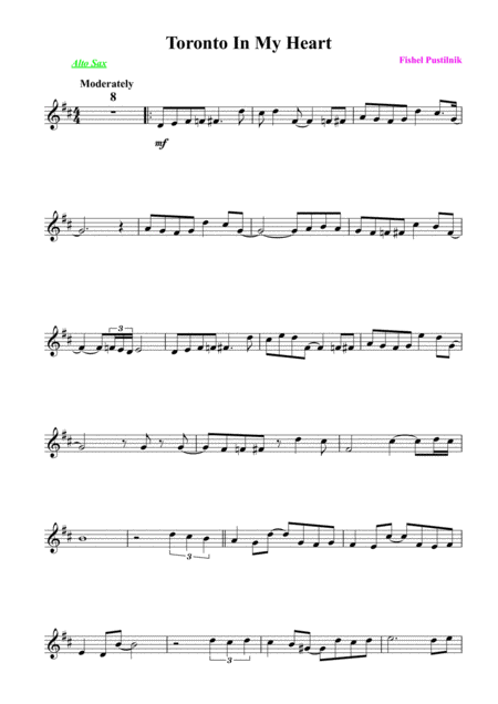 Background For Toronto In My Heart For Alto Sax Page 2
