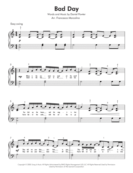 Bad Day Easy Piano Page 2