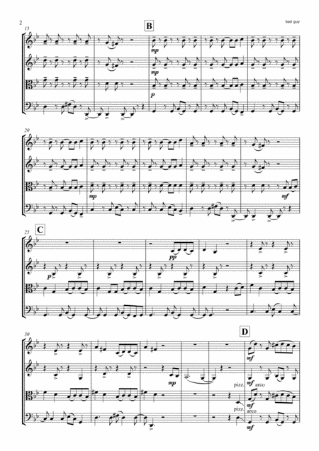 Bad Guy By Billie Eilish For String Quartet Page 2