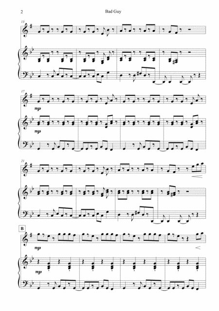 Bad Guy For Alto Saxophone And Piano Page 2
