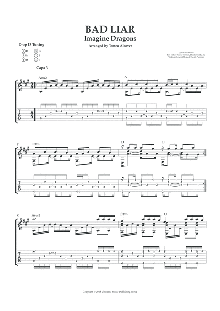 Bad Liar Fingerstyle Guitar Page 2