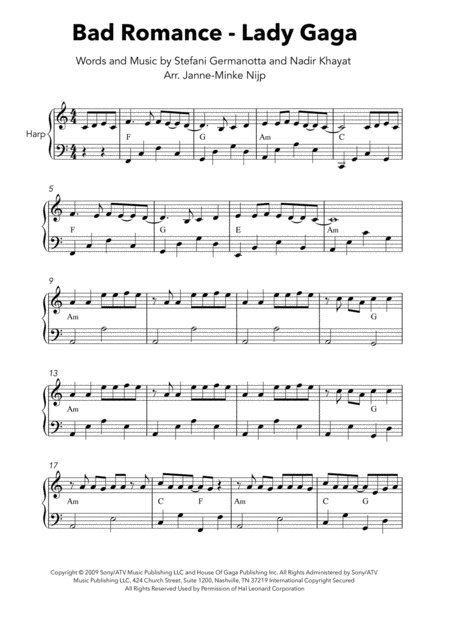 Bad Romance Harp Solo Page 2