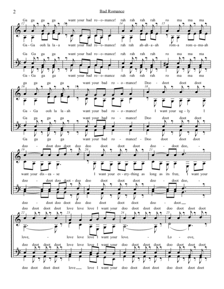 Bad Romance Ssaa A Cappella Page 2