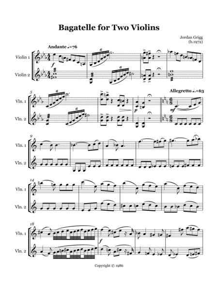Bagatelle For Two Violins Page 2