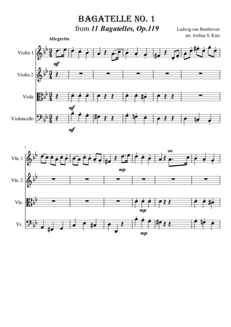 Bagatelle No 1 Op 119 For String Quartet Page 2