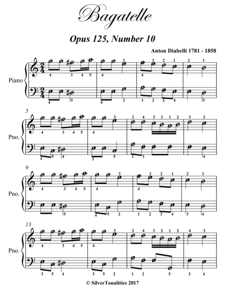 Bagatelle Opus 125 Number 10 Easy Piano Sheet Music Page 2