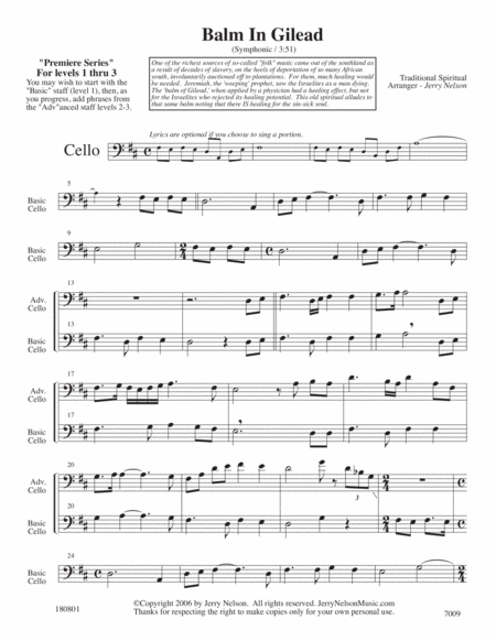 Balm In Gilead Arrangements Lvl 1 3 For Cello Written Accomp Hymn Page 2