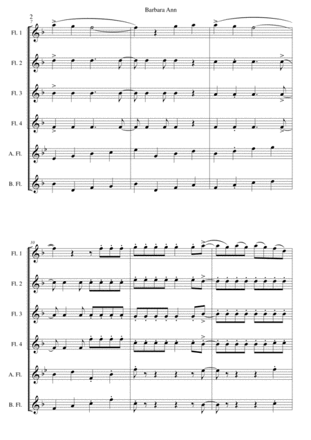 Barbara Ann For Flute Sextet Or Flute Choir Page 2