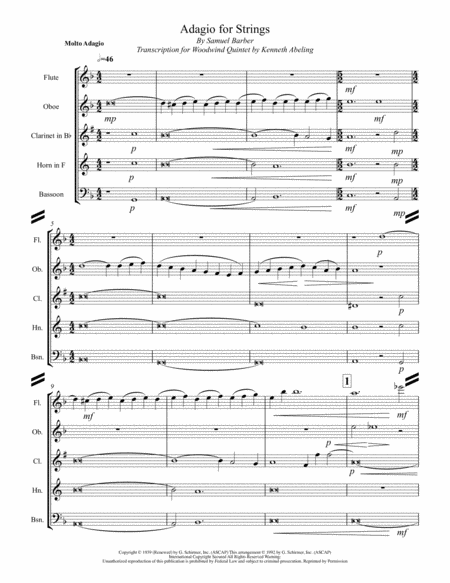 Barber Adagio For Strings For Woodwind Quintet Page 2