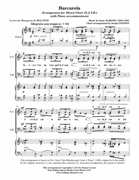 Barcarola Satb Choir Piano Accompaniment Page 2