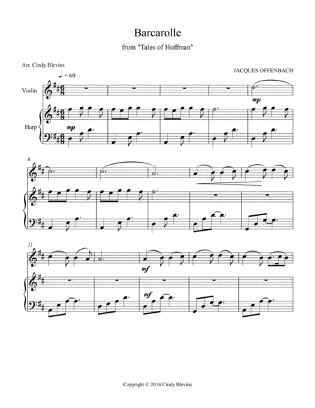 Barcarolle Arranged For Harp And Violin Page 2