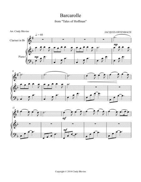 Barcarolle Arranged For Piano And Bb Clarinet Page 2