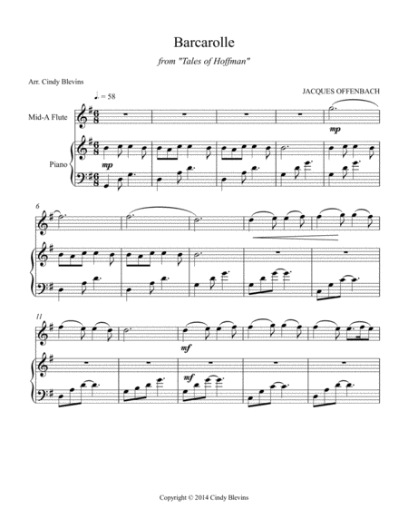 Barcarolle Arranged For Piano And Native American Flute Page 2